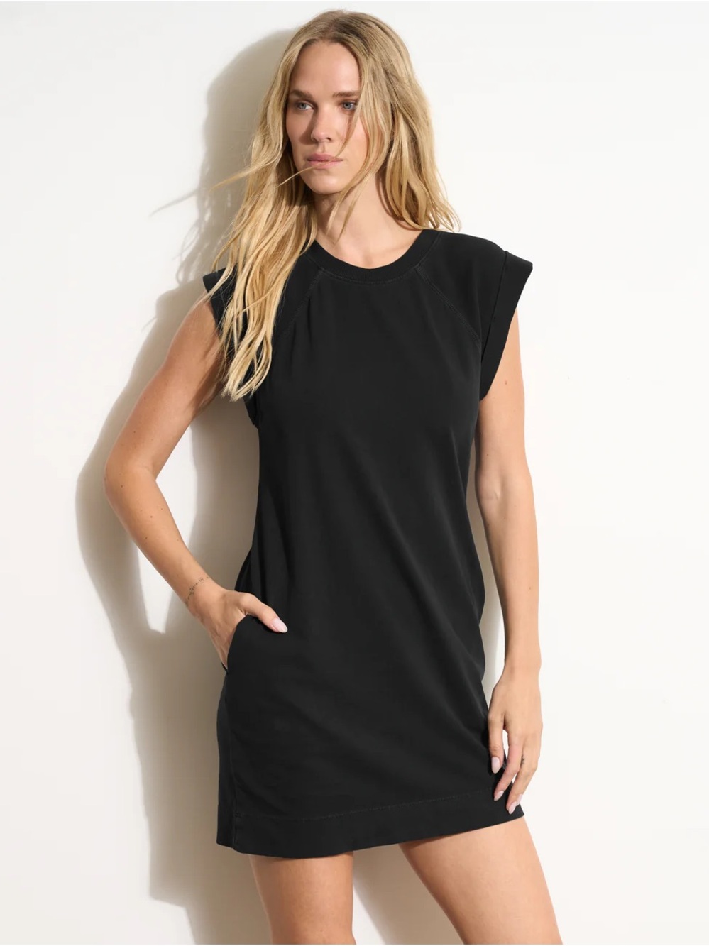 Rowan Estelle Black Cap-Sleeve RAGLAN HERITAGE Mini T Shirt DRESS Small
